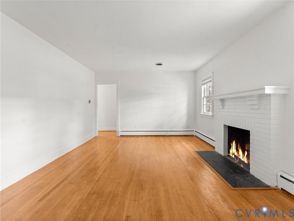 4608 Grove Avenue, Mary Munford, Richmond, VA 23226 Hardwood floors, brick fireplace with mantel.
