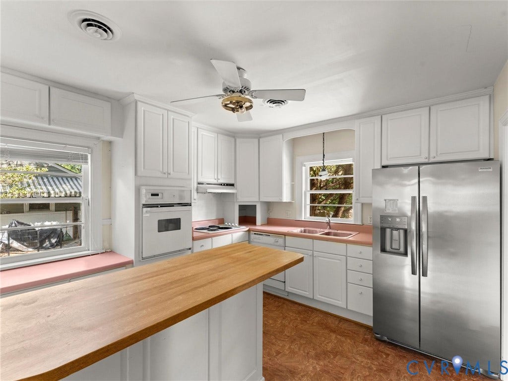 4608 Grove Avenue, Mary Munford, Richmond, VA 23226 Eat-in kitchen with great layout, ample cabinetry and butcher block island - ready for your updates!