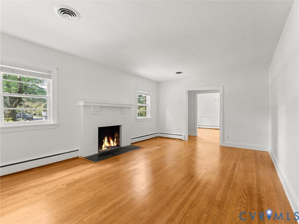 4608 Grove Avenue, Mary Munford, Richmond, VA 23226 Hardwood floors, brick fireplace with mantel.