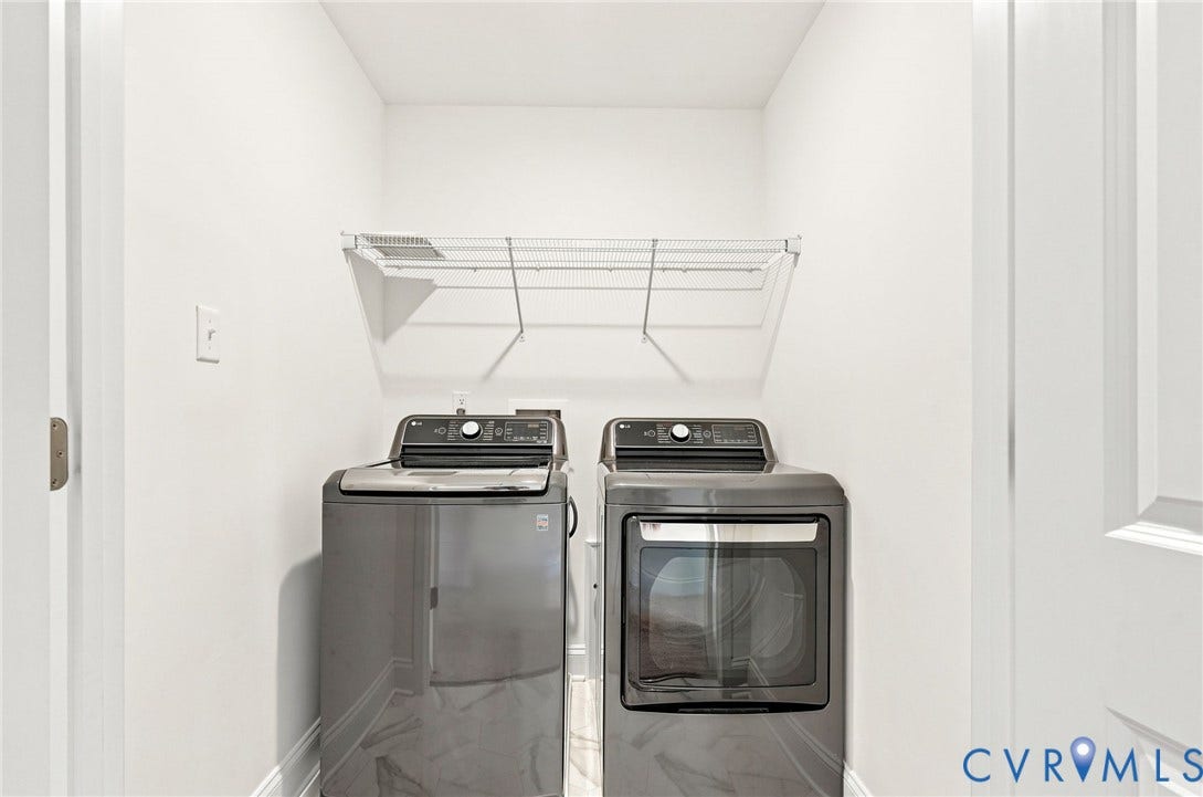 13820 Village View Drive, Midlothian, VA 23114 Dedicated laundry area with a wire storage shelf