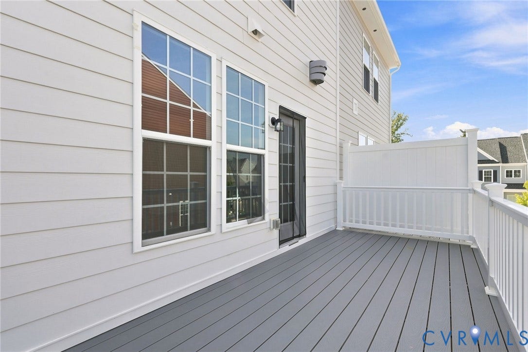 13820 Village View Drive, Midlothian, VA 23114 Spacious exterior deck with gray composite decking and white vinyl railings