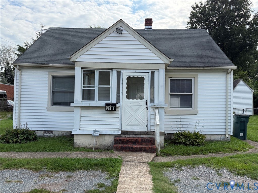 5101 Montpelier Street, Richmond, VA 23231 White siding exterior with a dark shingle roof