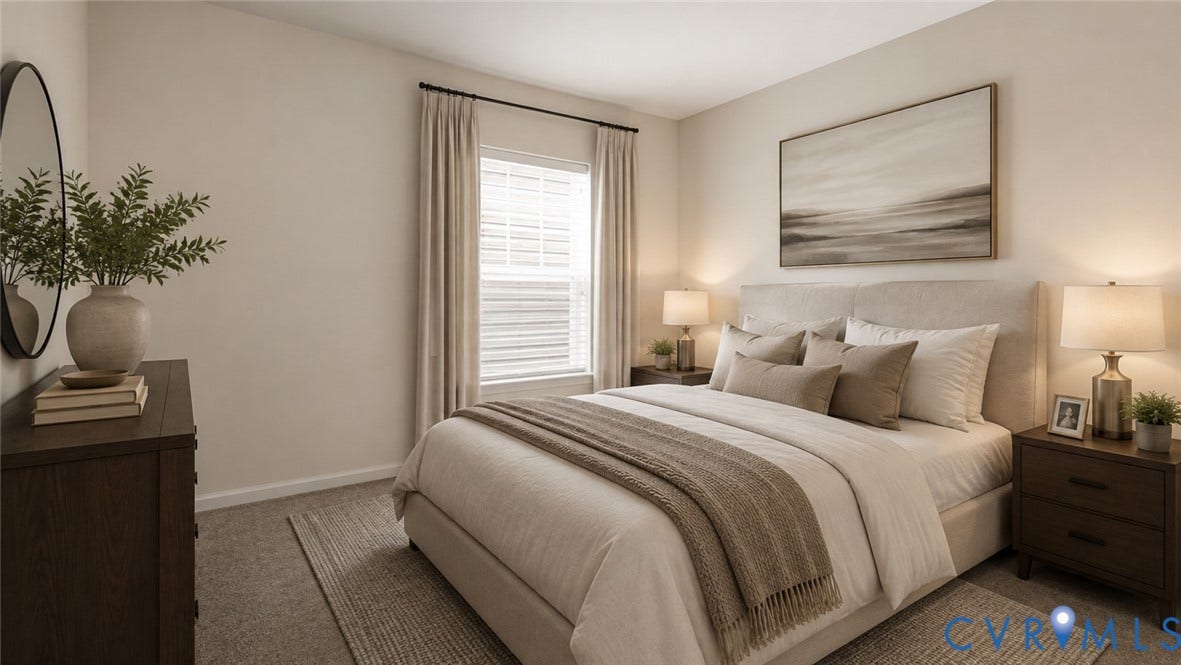 Neutral wall tones, virtually staged