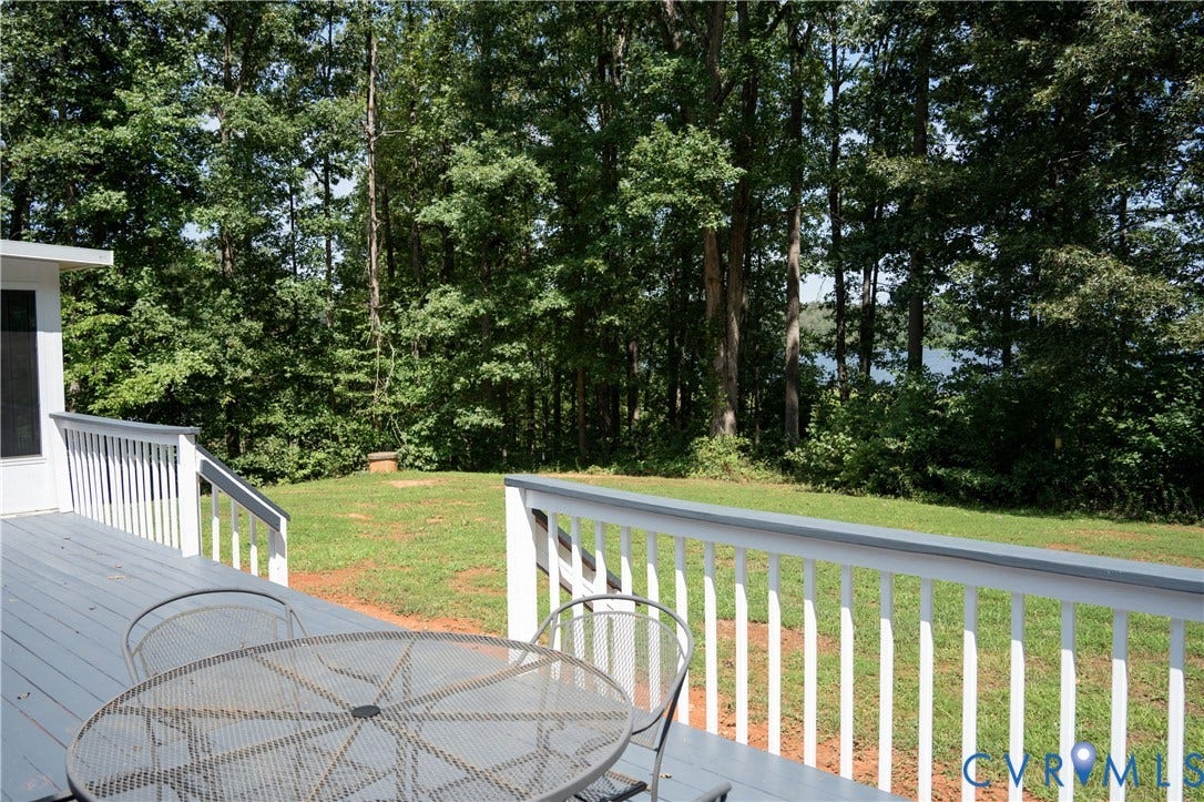 3621 Jefferson Highway, Rual, Mineral, VA 23093 Expansive deck with white railings and gray wood-finish decking