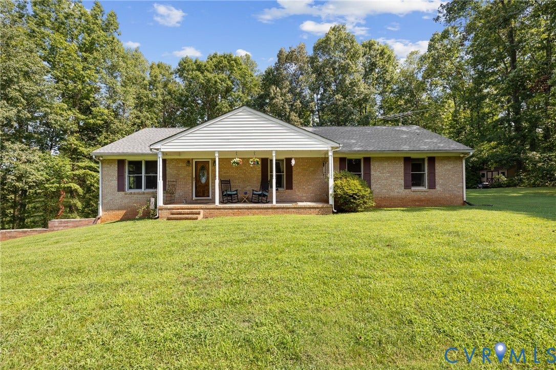 3621 Jefferson Highway, Rual, Mineral, VA 23093 Brick exterior with a covered front porch featuring white columns