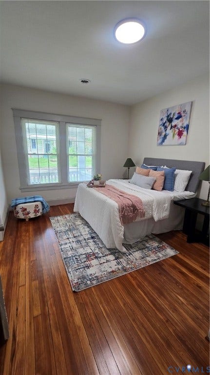 2317 5th Avenue, Richmond, VA 23222 Wood-finish flooring, dual windows with white trim, and a ceiling-mounted light fixture