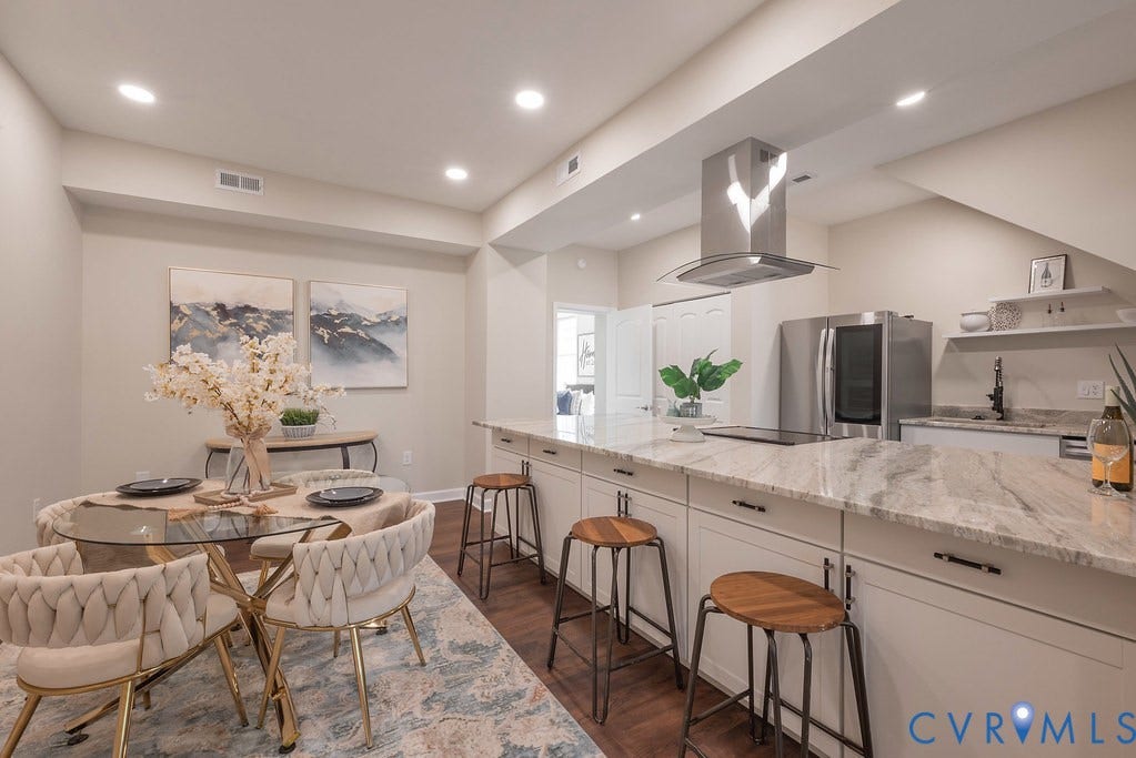 Dining room with space for counter dining or workspace
