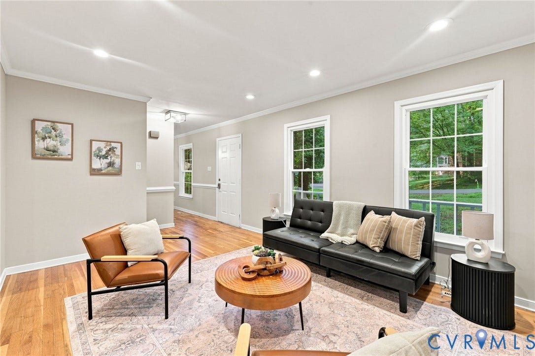 4106 Gloucestershire Street, North Chesterfield, VA 23236 Hardwood flooring throughout, recessed lighting, crown molding, double-hung windows, and a panel door entry