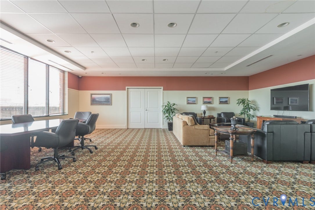 1101 Haxall Point, #U512 U510, Richmond, VA 23219 Expansive room featuring patterned carpeting and a drop ceiling with integrated lighting
