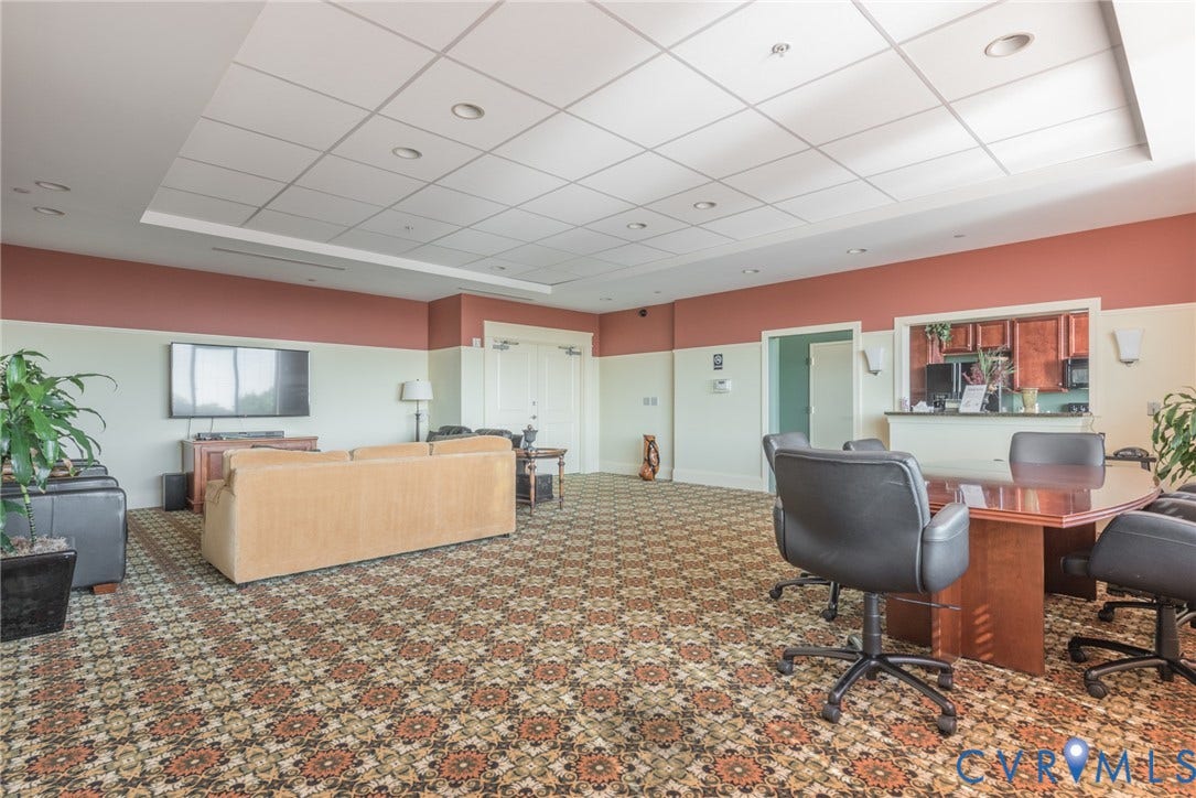 1101 Haxall Point, #U512 U510, Richmond, VA 23219 Open-concept space featuring patterned carpet flooring, recessed lighting, and a drop ceiling
