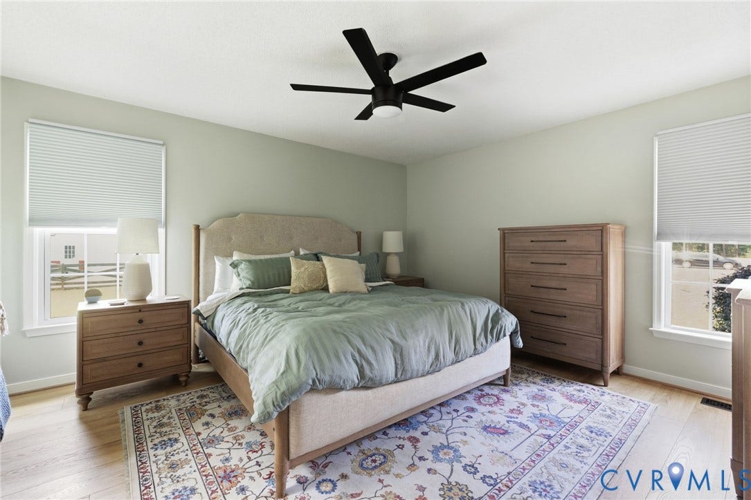 10744 Brookley Road, Glen Allen, VA 23060 Hardwood-finish flooring, light-toned walls, and a ceiling fan with integrated lighting