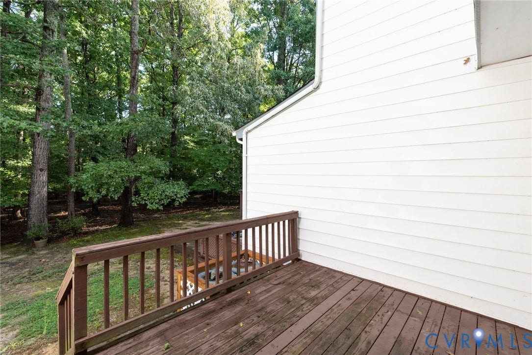 5605 Beacon Hill Drive, Beacon Hill, Midlothian, VA 23112 Private wooded view from deck