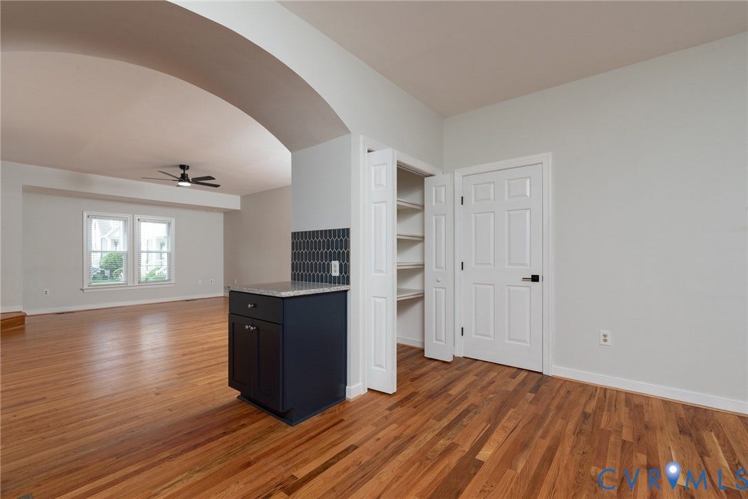 5605 Beacon Hill Drive, Beacon Hill, Midlothian, VA 23112 View from kitchen to living room. Big pantry!