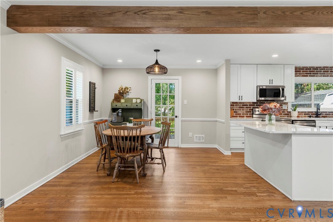 2016 Wrens Nest Road, Settlers Landing, Richmond, VA 23235 Wood-finish flooring throughout, with a wood-beam ceiling accent