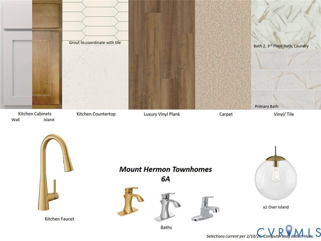 Collage shows design finishes in the home.