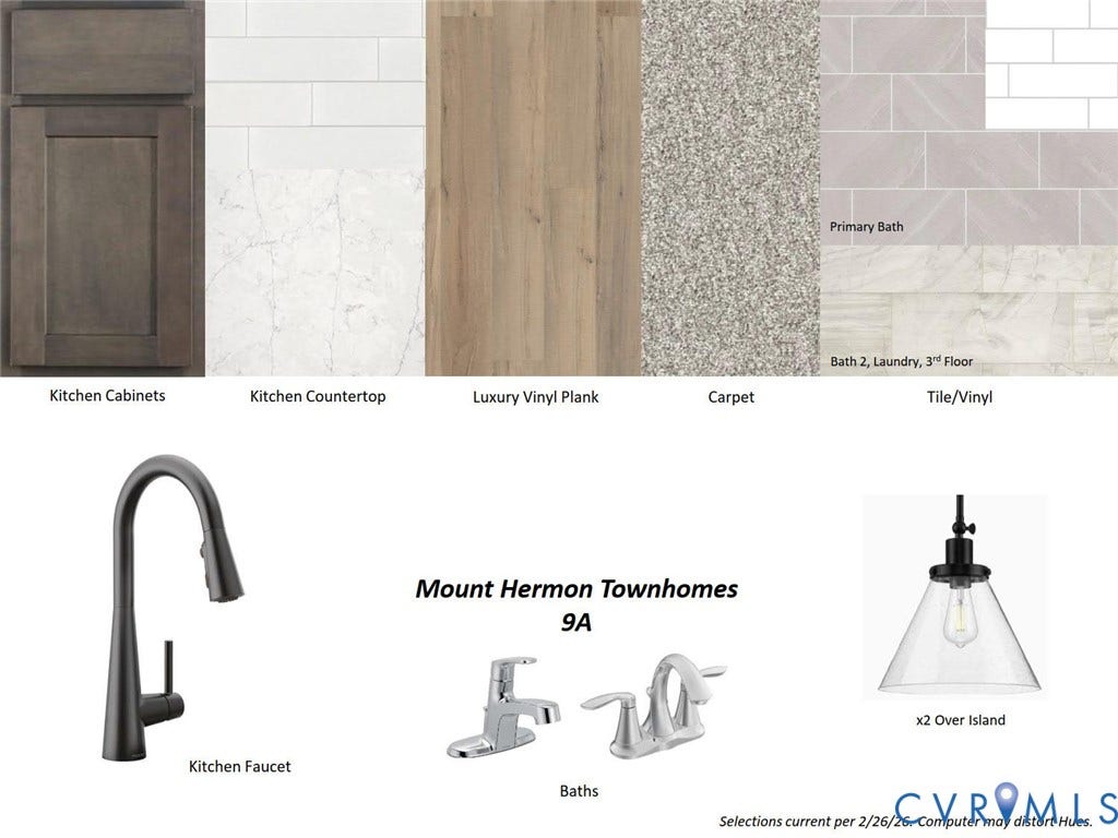 17348 Alana Drive, Moseley, VA 23120 Collage shows actual design finishes in the home.