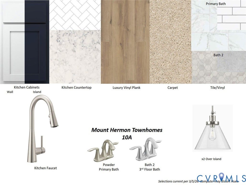 Collage shows design finishes in the home.