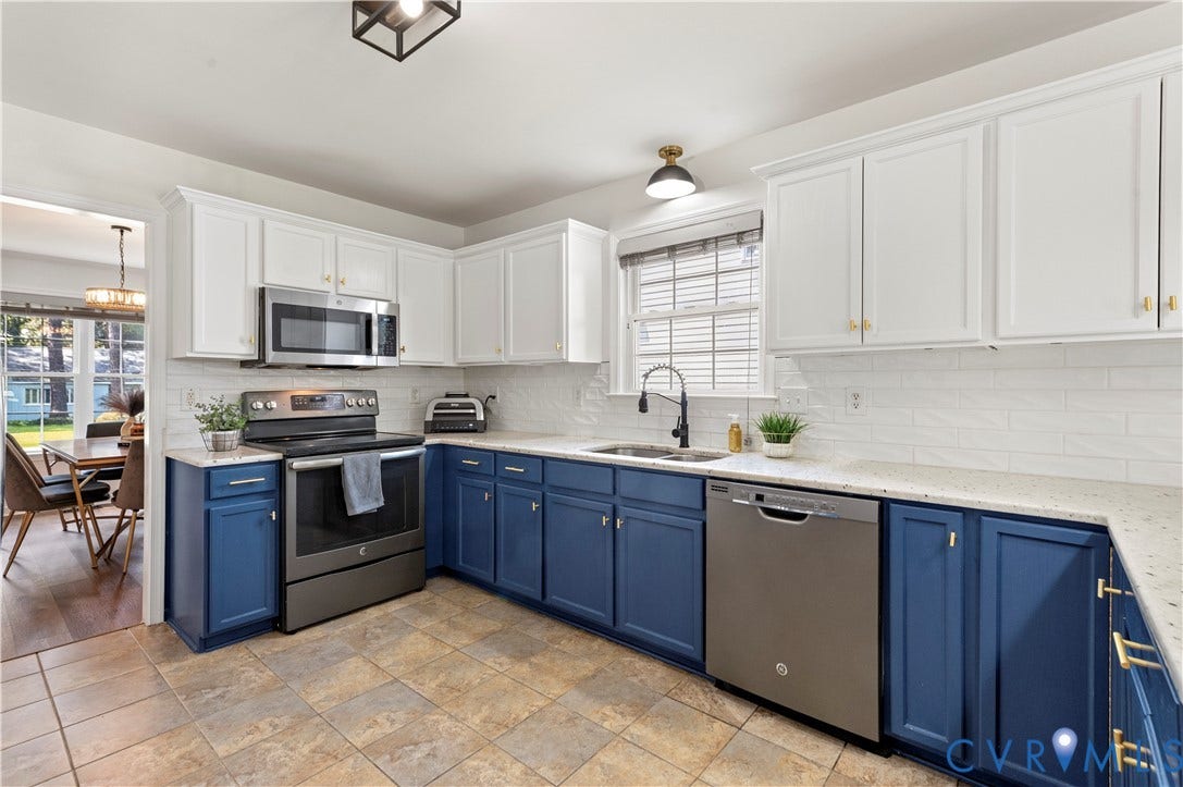 GE flat stainless steel appliances.