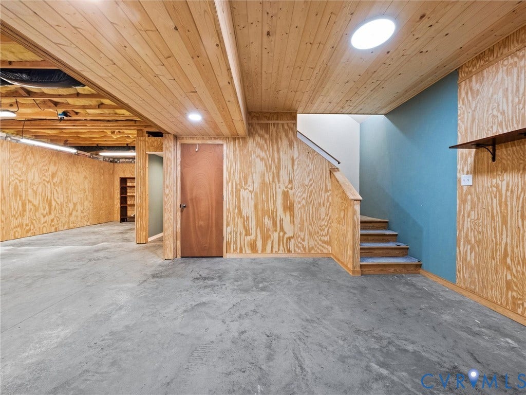 6126 Cartersville Road, Powhatan, VA 23139 Wood-paneled walls and ceiling with recessed lighting
