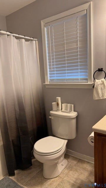 15349 Featherchase Drive, Chesterfield, VA 23832 Window with horizontal blinds, white toilet, and tile flooring