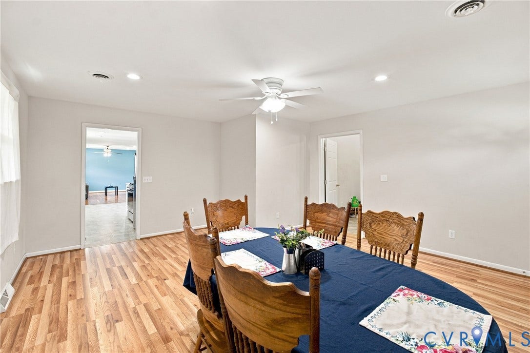1721 S Halcun Drive, Petersburg, VA 23803 Wood-finish flooring, recessed lighting, and a ceiling fan with light fixture