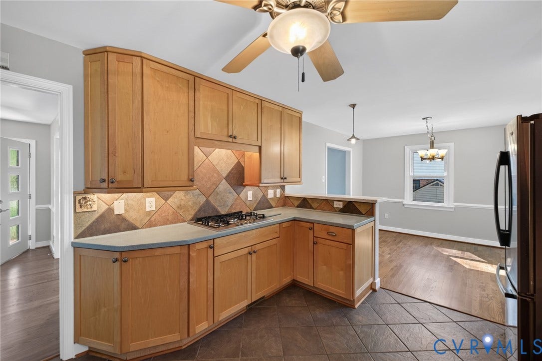 2317 Pleasant Run Drive, Henrico, VA 23238 Kitchen featuring wood cabinetry, tile backsplash, built-in gas cooktop, and under-cabinet lighting