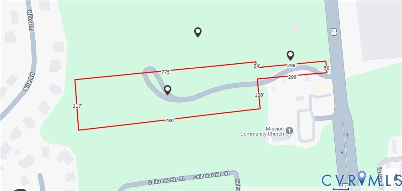 Property Boundary Map. Illustrating the dimensions and perimeter of the property, including access points and nearby structures