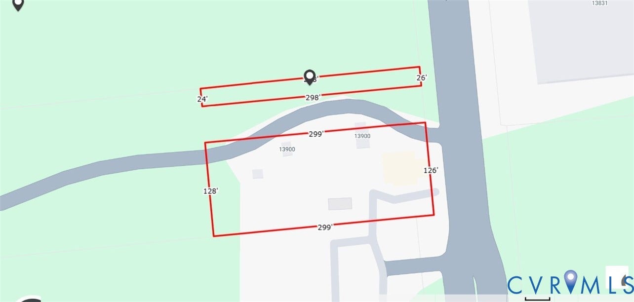 Property Map. Displaying the boundaries and dimensions of the property