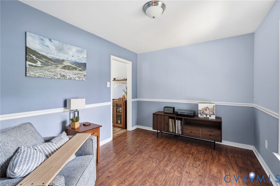 6201 Cameron Bay Terrace, Cameron Bay, Midlothian, VA 23112 Wood-finish flooring, two-tone painted walls with chair rail, and a semi-flush mount ceiling light