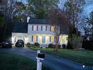 6201 Cameron Bay Terrace, Cameron Bay, Midlothian, VA 23112 Two-story residence with a covered carport, paved driveway, and mature landscaping
