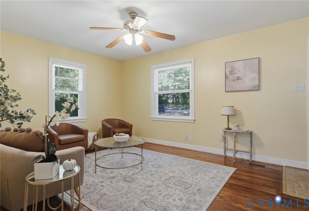 9925 S Wagstaff Circle, One Acre Lot, North Chesterfield, VA 23236 View from kitchen into living room