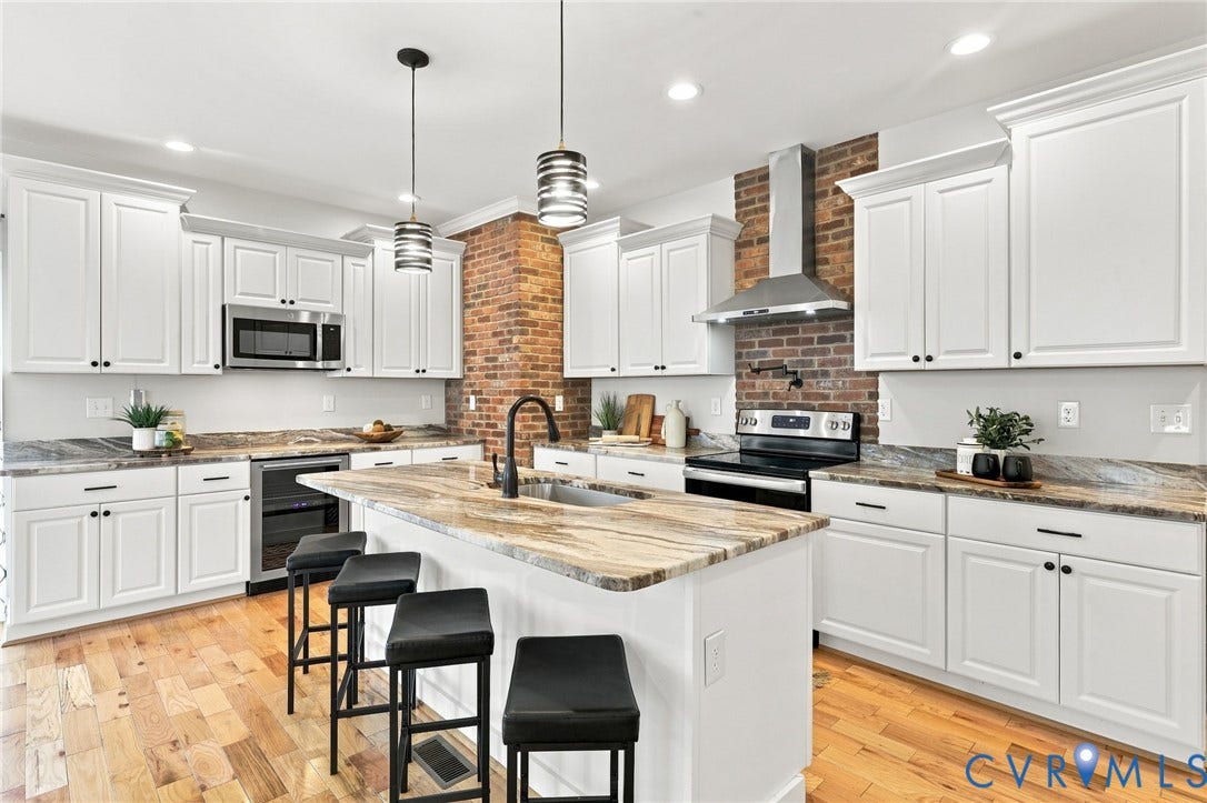 Gorgeous kitchen with seating at the island for four.