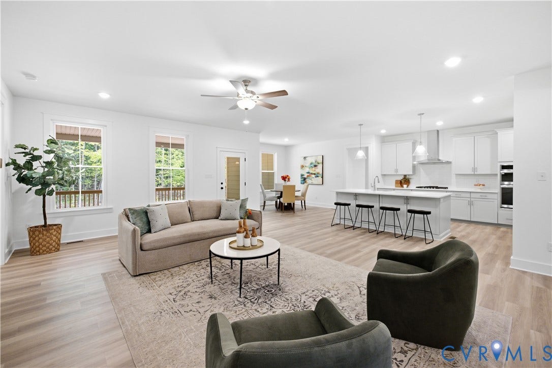 Views to kitchen, dinette. Photos of the for-sale home, staged.