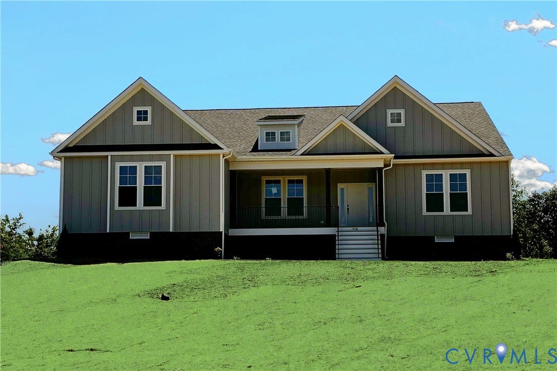 958 Buckners (Lot 30) Lane, Compass Cove, Mineral, VA 23117 Photo features the home for sale. Virtually green grass.