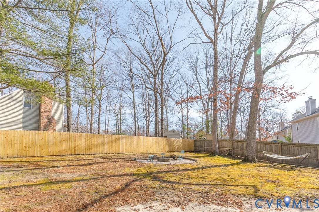 Fenced in backyard.