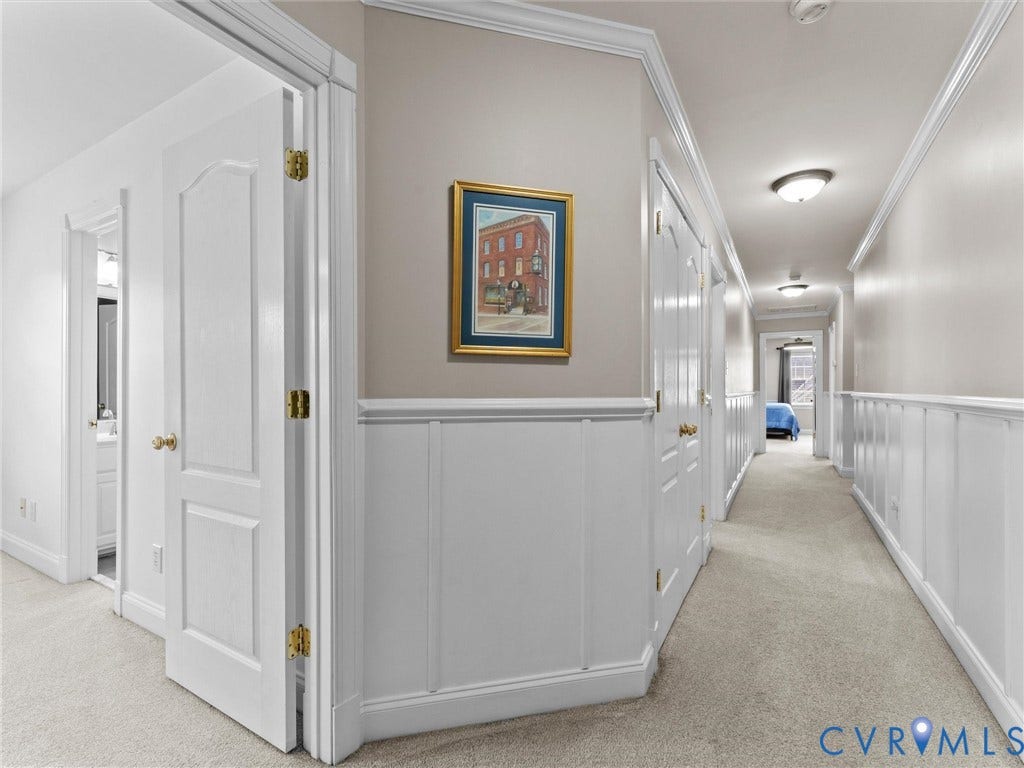 Upstairs Hallway with beautiful Trim