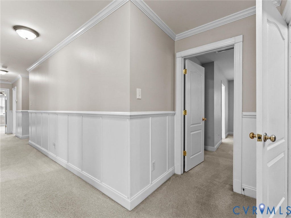 Upstairs Hallway with beautiful Trim