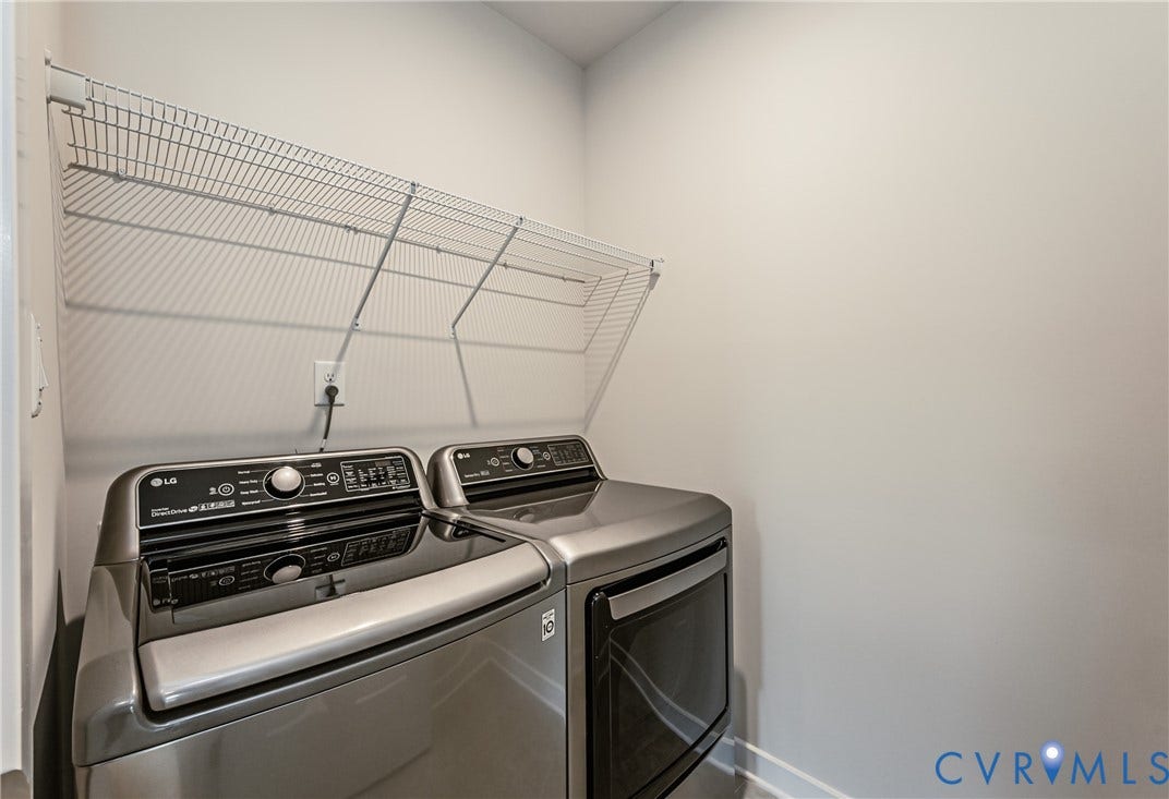 7683 Autumn Leaves Lane, Estates The Groves At New Kent, New Kent, VA 23124 Laundry area with wire shelving and a wall outlet