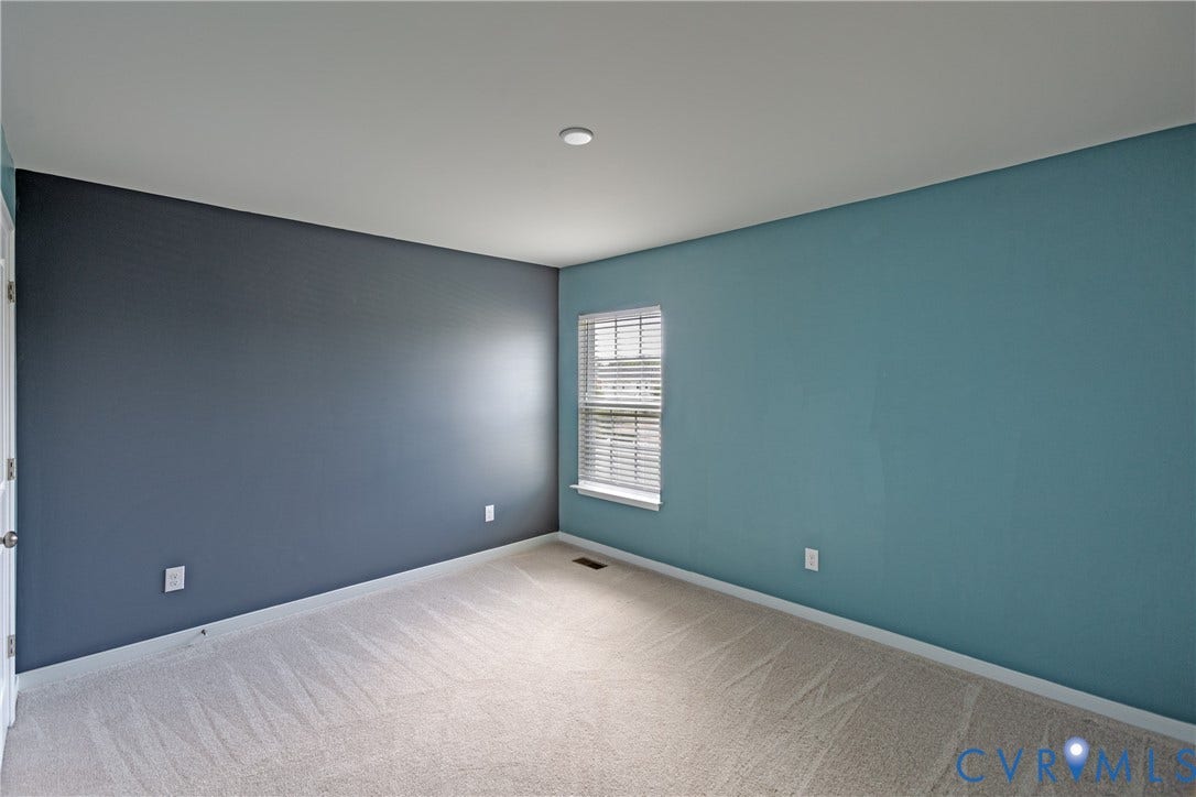 11419 Dunmore Mill Court, Chester, VA 23831 Recessed ceiling light, neutral carpeting, window with blinds, and two-tone painted walls