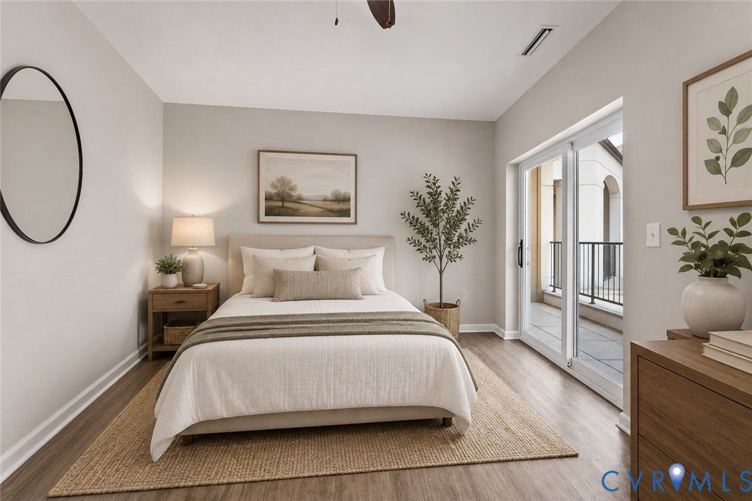 1420 Ewing Park Loop, #207, Midlothian, VA 23113 Bedroom 2 with patio access- Virtually Staged