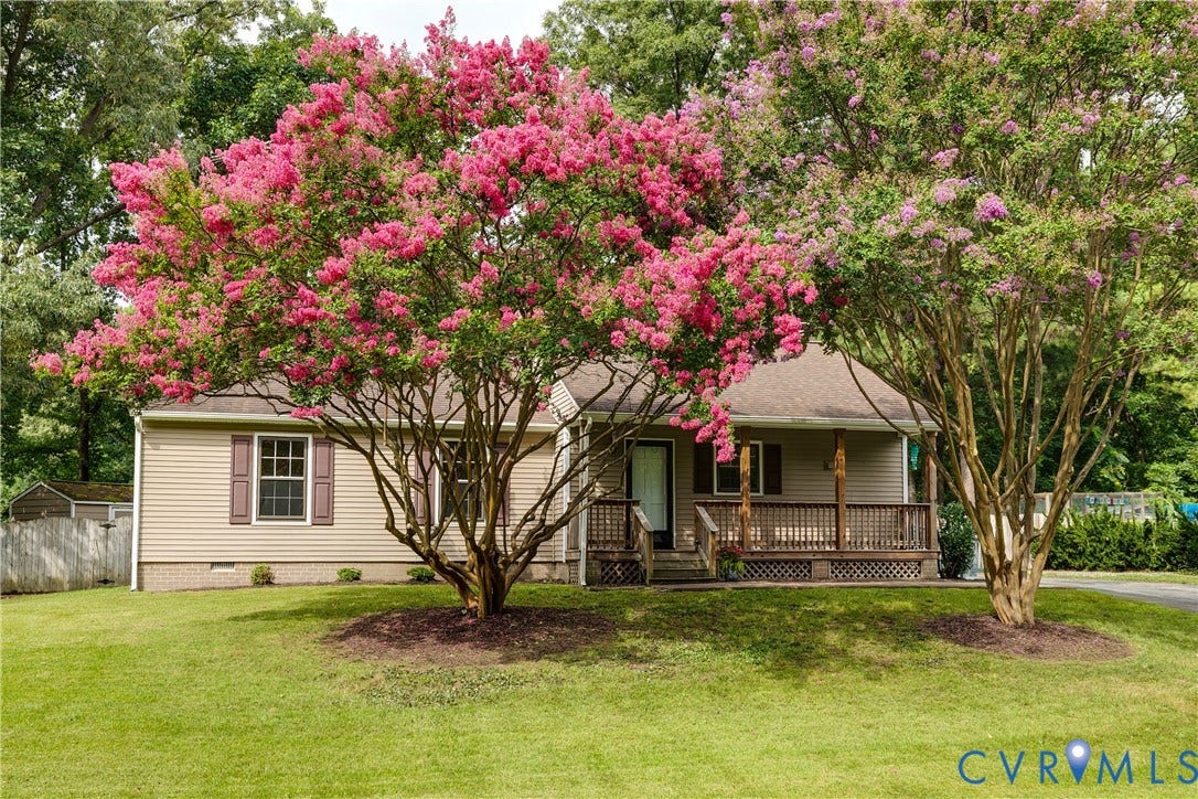 4116 Bronholly Road, Chesterfield, VA 23832 Charming 3 bedroom, 1 1/2 bath ranch home with colorful, blooming crepe myrtle adorning the front yard.