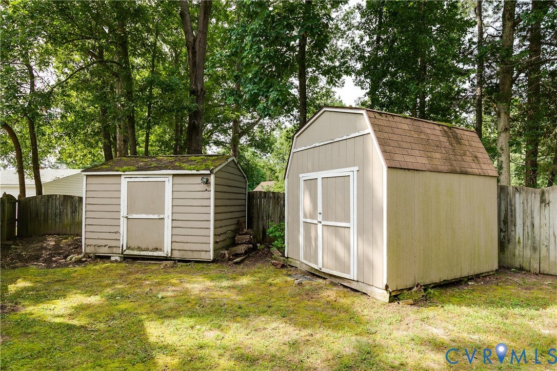4116 Bronholly Road, Chesterfield, VA 23832 Two storage sheds with gambrel and gable rooflines. Sheds convey as-is.