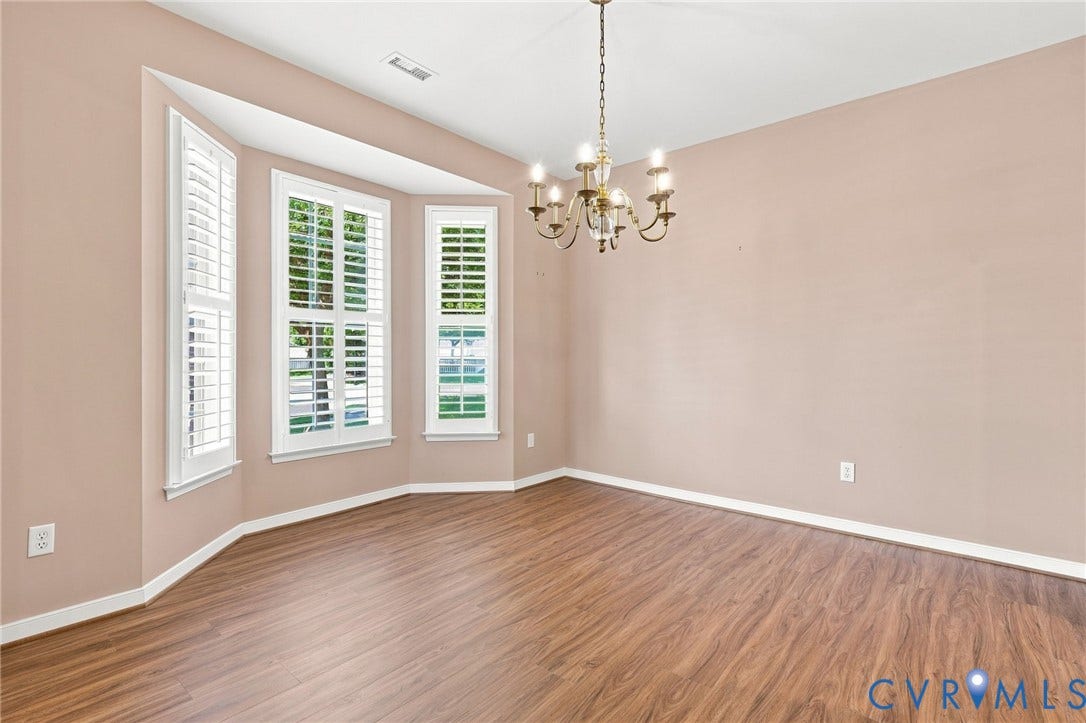 Bay window with plantation shutters