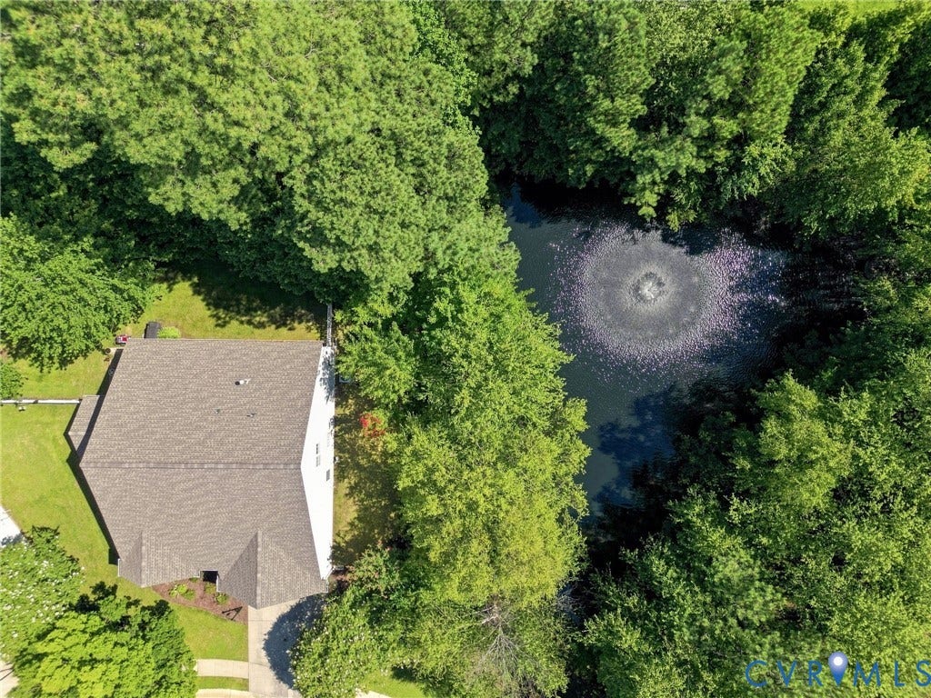 Private pond with a fountain feature