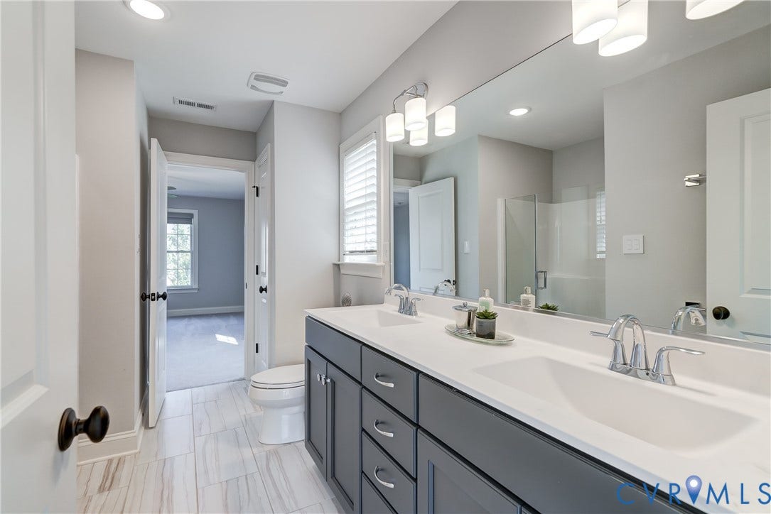 11515 Grey Oaks Estates Run, Grey Oaks Estates, Glen Allen, VA 23059 Double sinks and walk in shower in Jack n jill bathroom