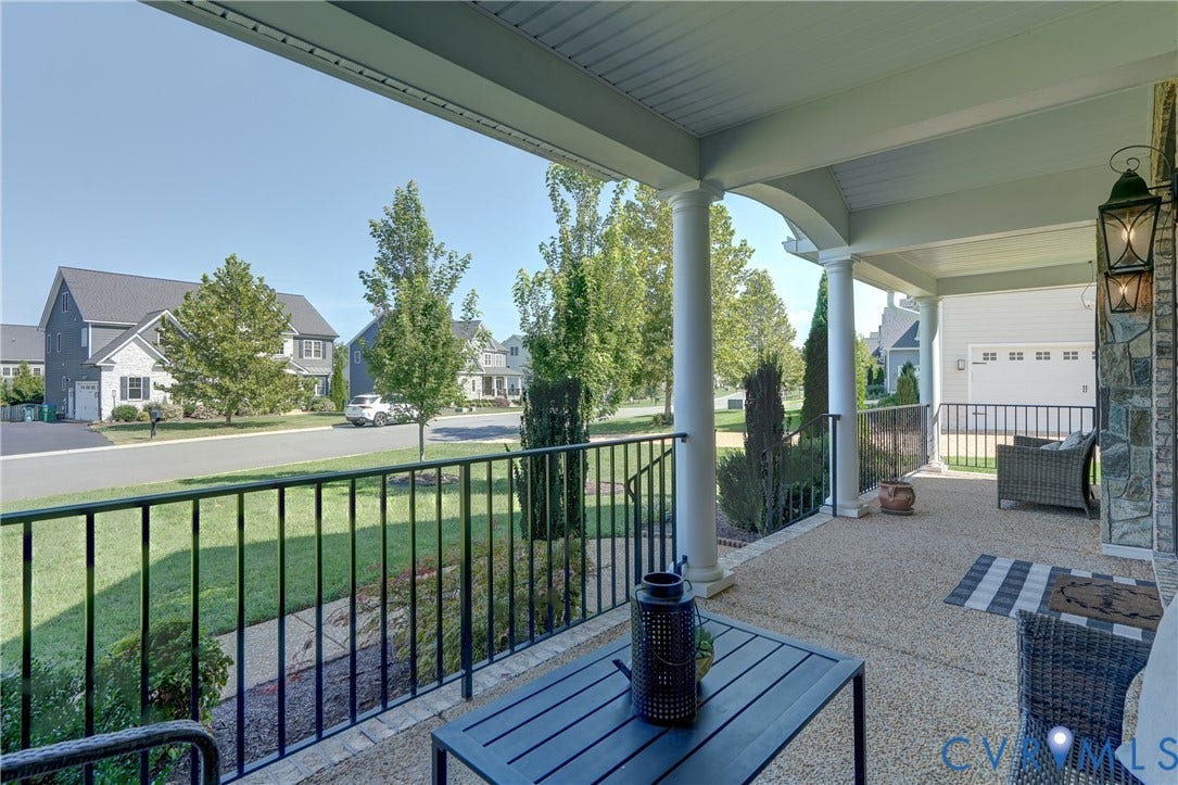 11515 Grey Oaks Estates Run, Grey Oaks Estates, Glen Allen, VA 23059 Covered front porch featuring white columns and a black metal railing
