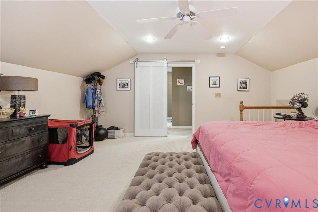 4702 New Kent Avenue, Westover Hills, Richmond, VA 23225 Vaulted ceiling with recessed lighting and ceiling fan