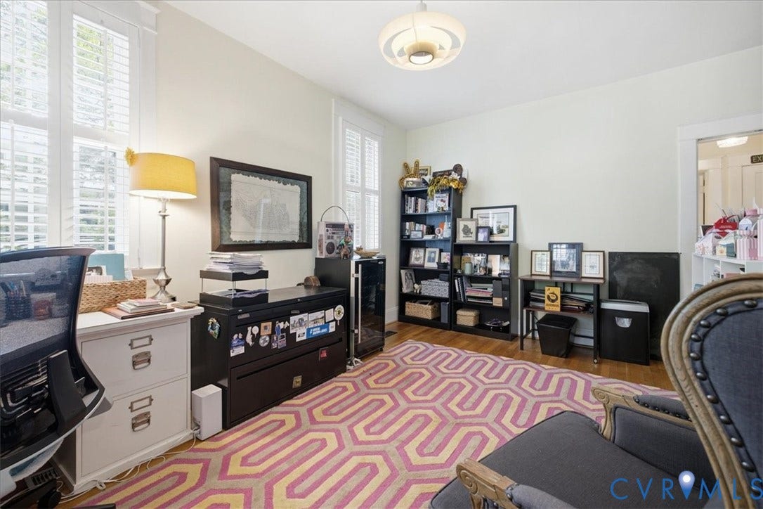 4702 New Kent Avenue, Westover Hills, Richmond, VA 23225 Hardwood flooring throughout, white plantation shutters, built-in recessed lighting, and a contemporary ceiling fixture