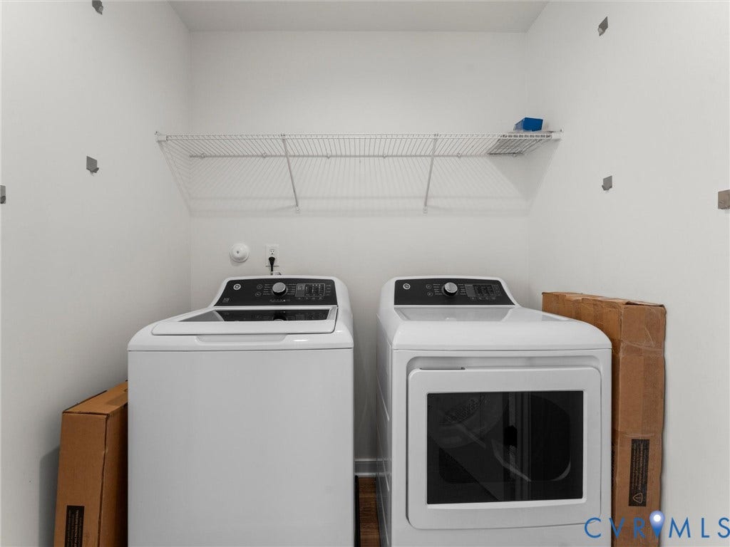 14227 Michaux Village Drive, Winterfield Park, Midlothian, VA 23113 Laundry area with white walls and a wire shelf