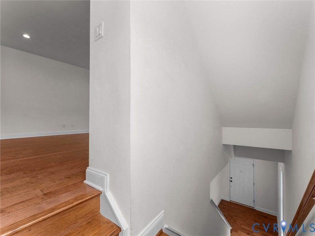14227 Michaux Village Drive, Winterfield Park, Midlothian, VA 23113 Recessed ceiling lighting, wood-finish flooring, white wall paint, trim molding, and a paneled entry door
